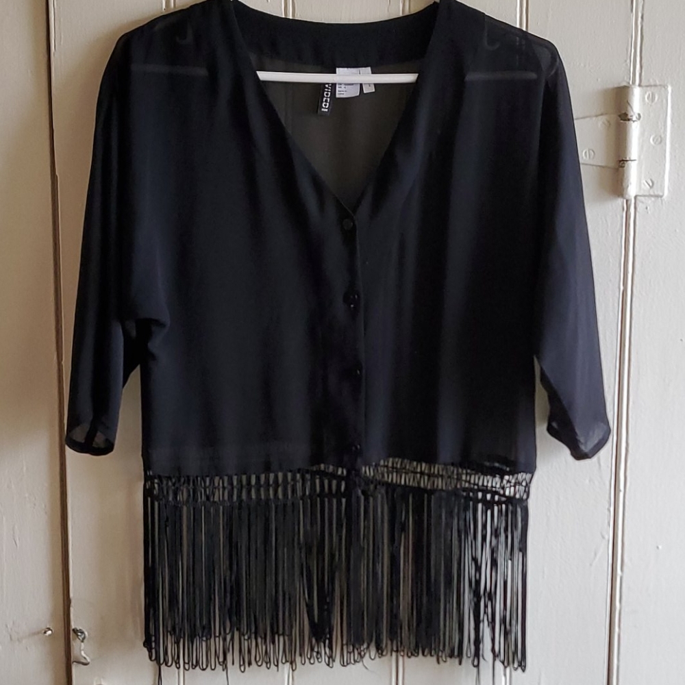 Divided Fall Fringe Blouse Size 4